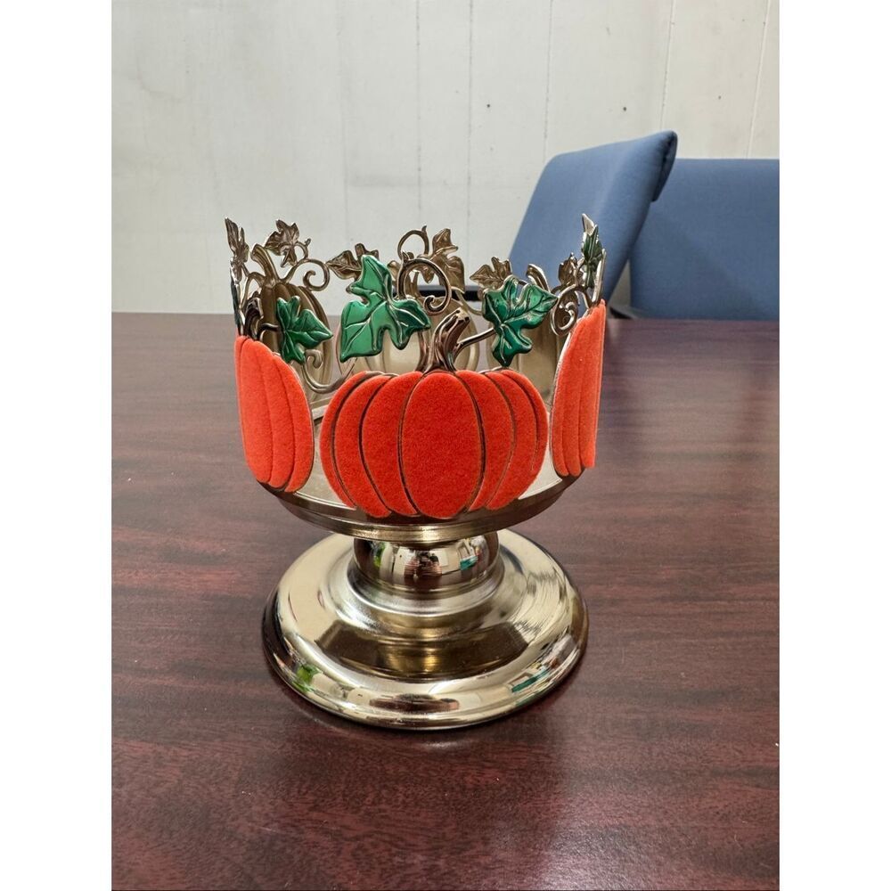 Bath & Body Works Flocked Pumpkins Tiered 3-Wick Candle Holder